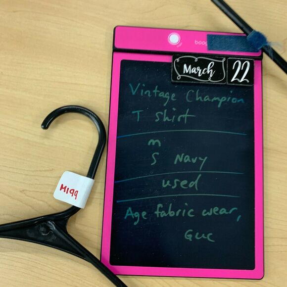 Vintage Champion T Shirt Men's Size S Navy Blue Short Sleeve Spell Out Logo Tee - Picture 7 of 8